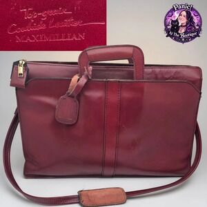 Maximillian Top Grain‎ Cowhide Leather Laptop Bag Briefcase Burgundy Vintage